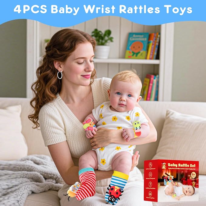 Baby Toys for 0-12 Months Newborn Boys and Girls Gifts Wrist Rattle Socks for - Image 7