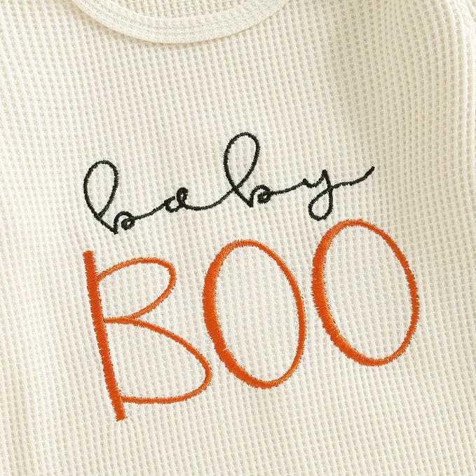 Newborn Infant Baby Boy Halloween Outfit Little Pumpkin Embroidery Romper - Image 6