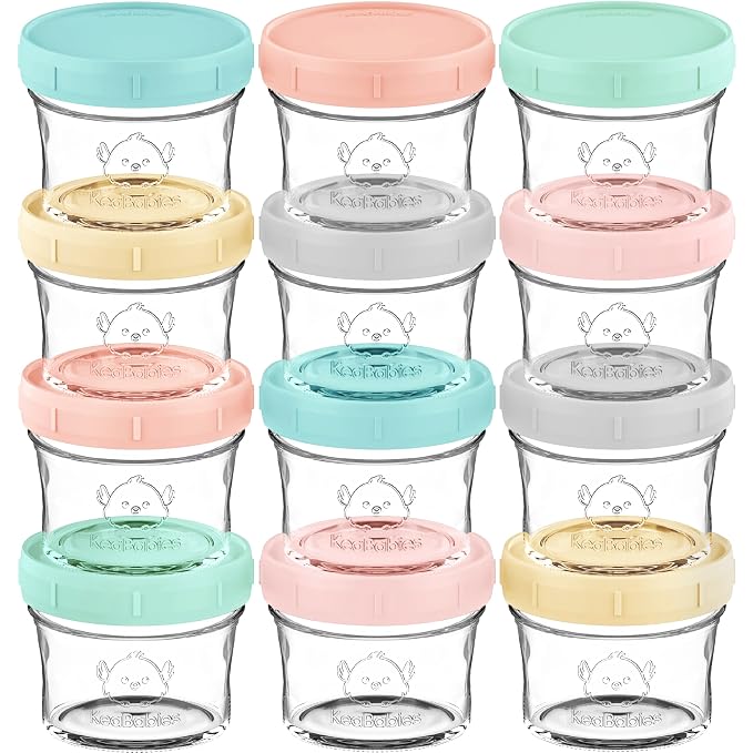 KeaBabies 12pk 4oz Glass Baby Food Containers by KeaBabies