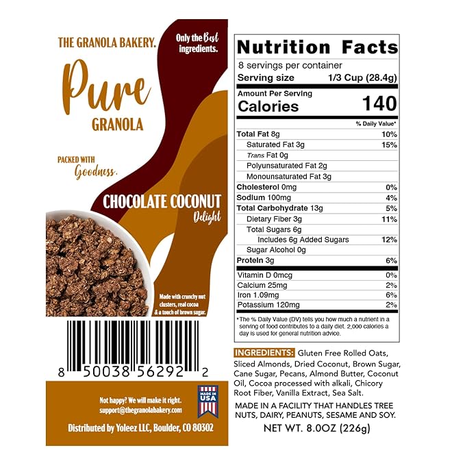 TGB Chocolate Coconut Granola, Crunchy Almond Butter Clusters, Low Sugar - Image 2