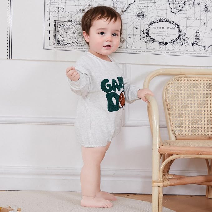 VISGOGO Newborn Infant Baby Boy Girls Oversized Romper Little Dude Sweater - Image 6