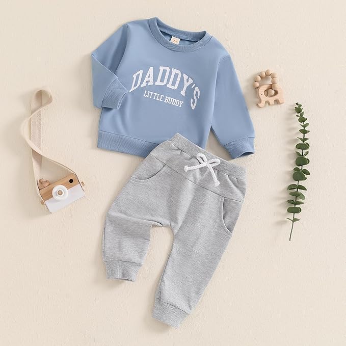 Toddler Baby Boy Fall Winter Outfit Long Sleeve Letter Print Sweatshirts and - Image 2