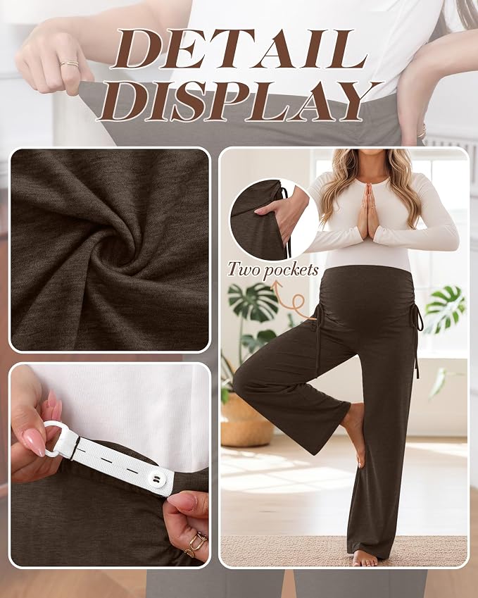 Neer 3 Pack Women's Maternity Pants Over The Belly Loose Pregnancy Pants - Image 4