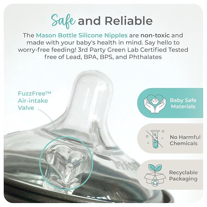 Mason Bottle Fast Flow Nipples – Silicone Baby Bottle Nipples, Fits Any - Image 4