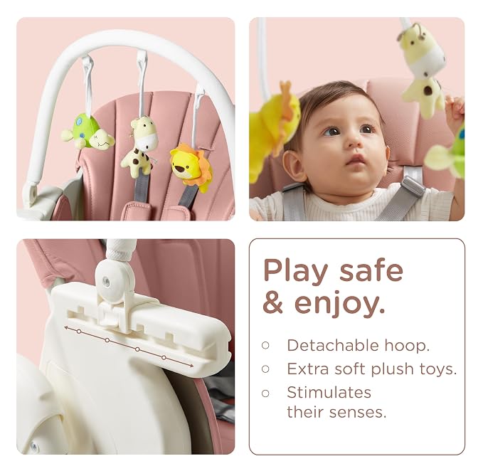 KÜB 3-in-1 Foldable Baby High Chair, 7 Height & 4 Recline Adjustable Seat & Tray - Image 7
