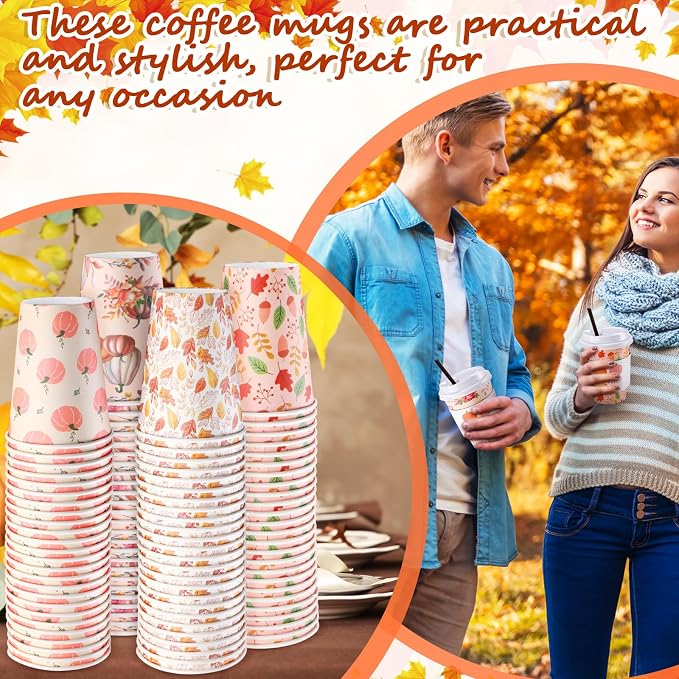 Lallisa 100 Sets Fall Thanksgiving Coffee Cup Bulk - Image 6