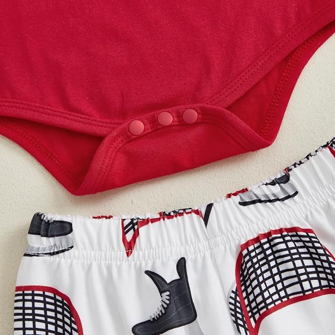 Baby Boy Hockey Outfit New Player in Town Long Sleeve Romper Long Pants Hat Set - Image 6