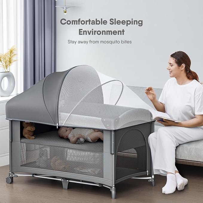 4 in 1 Baby Bassinet, Pack and Play, Bedside Crib Sleeper, Diaper Changer - Image 2