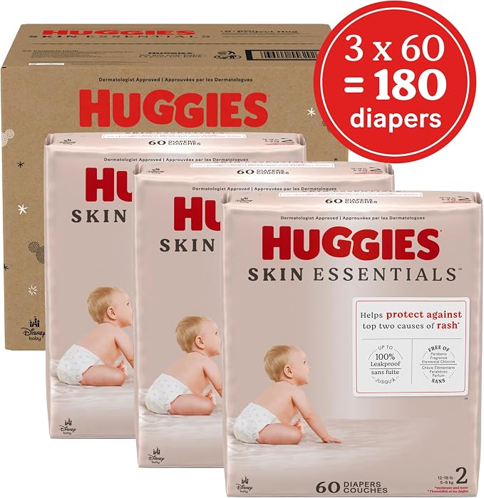 Huggies Size 2 Diapers, Skin Essentials Baby Diapers, Size 2 - Image 2