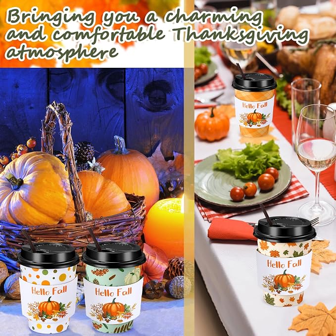 Lallisa 100 Sets Fall Thanksgiving Coffee Cup Bulk - Image 5