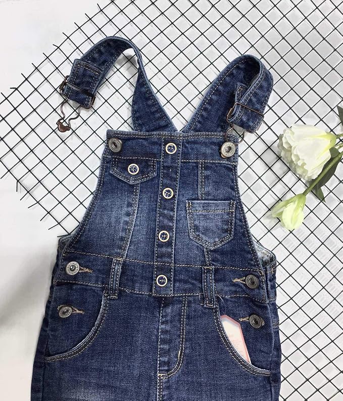 KIDSCOOL SPACE Baby Toddler 2 Buttons Adjustable Straps Fashion Jean Overall - Image 5