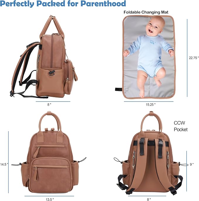 JESSIE & JAMES Saturday EDC Diaper Bag Backpack Multi Function Diaper Bag - Image 4