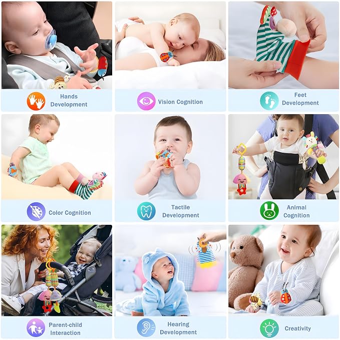 Baby Hanging Toy, Wrist Rattles, Rattle Socks, Handheld Wearable Washable - Image 3