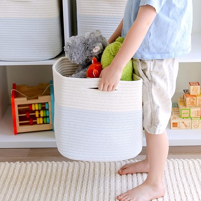 NaturalCozy 13 Inch Cube Storage Bins Cotton Rope Woven Baskets - Image 7