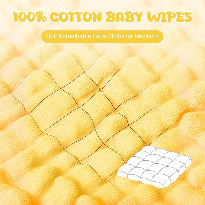 Breling 20 Pcs Baby Muslin Washcloth 12 x 12 Inch 100% Cotton Soft and - Image 3
