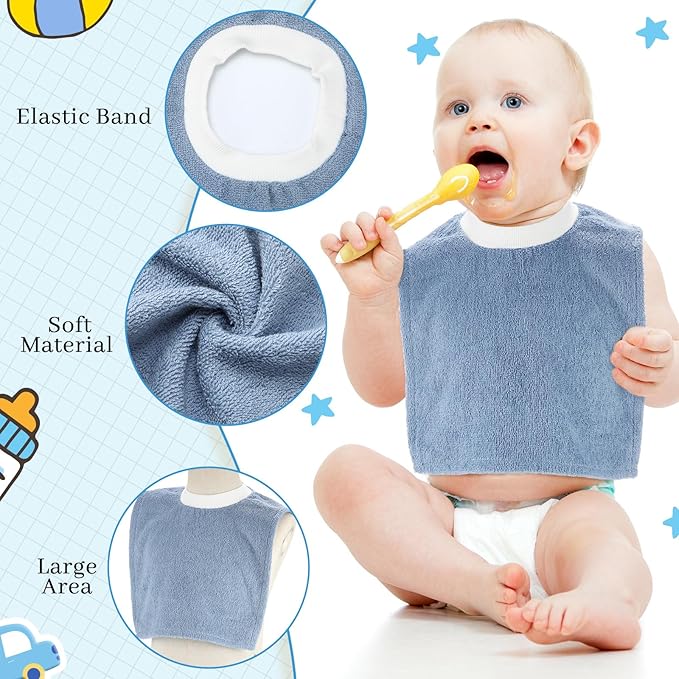 Foaincore 6 Pcs Pullover Baby Bibs Cotton Terry Toddler Absorbent Infant - Image 3