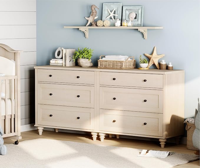 WAMPAT Kids Dresser with 6 Drawers, Baby Dressers with Wide Chest of Drawers by WAMPAT