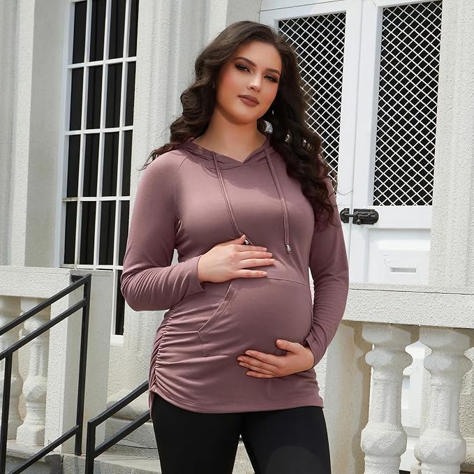 GINKANA Maternity Hoodie Long Sleeves Shirts Casual Maternity Top Pregnancy - Image 3