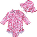 WOLBAY Baby Girl Swimsuit Long Sleeve One Piece Rash Guard by WOLBAY