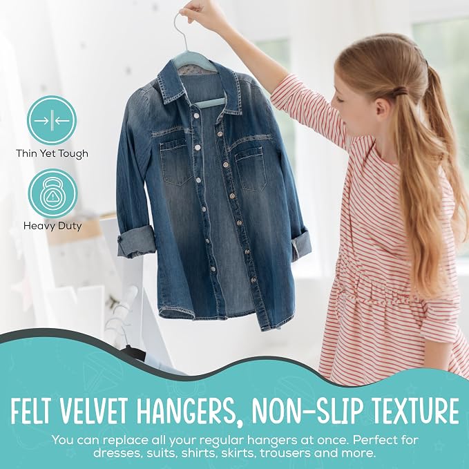 50 Premium Kids Velvet Hangers - Image 3