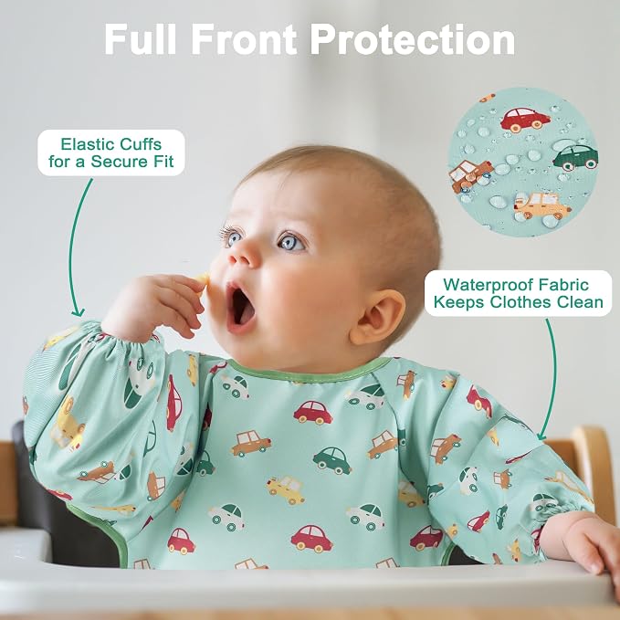 Long Sleeve Baby Bib For Eating Feeding Mess Proof Waterproof Food Smock Bibs - Image 5