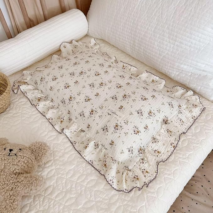 BuLuTu Floral Toddler Pillow Cases Cotton Muslin Cotton Pillowcases - Image 5