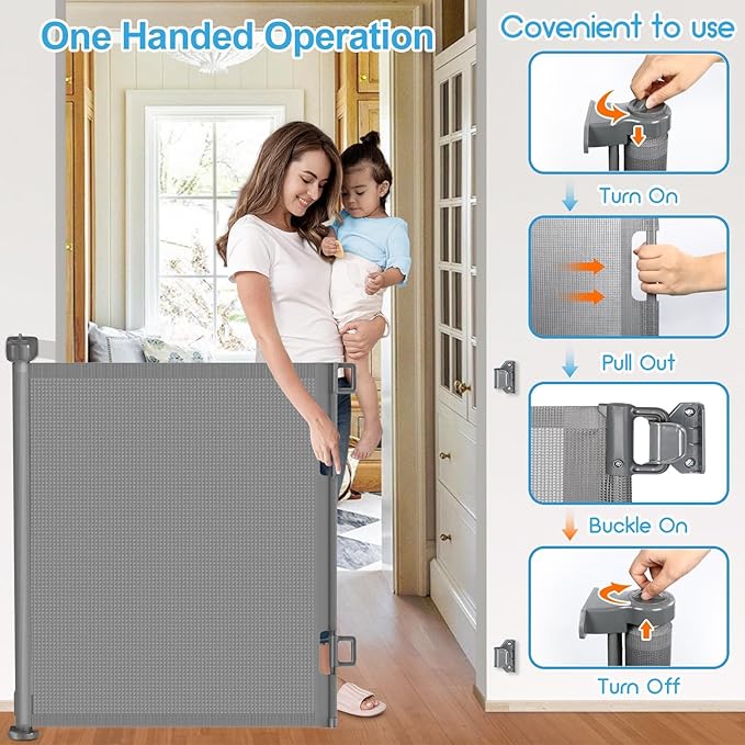 71 inch Retractable Baby Gates, EZIGO Extra Wide Baby Gate - Image 5