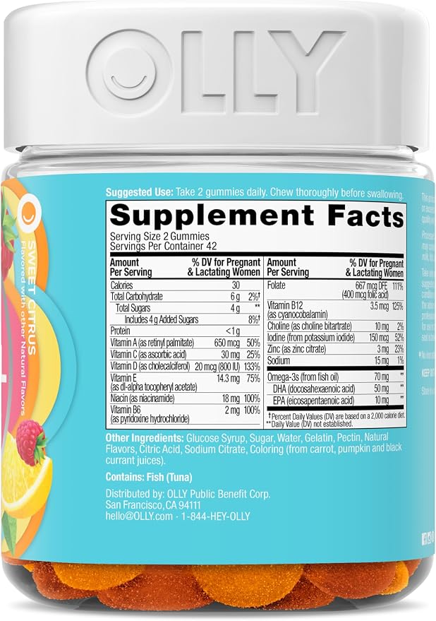 OLLY Essential Prenatal Gummy Multivitamin, Folic Acid, Vitamin D, Omega 3 DHA - Image 9