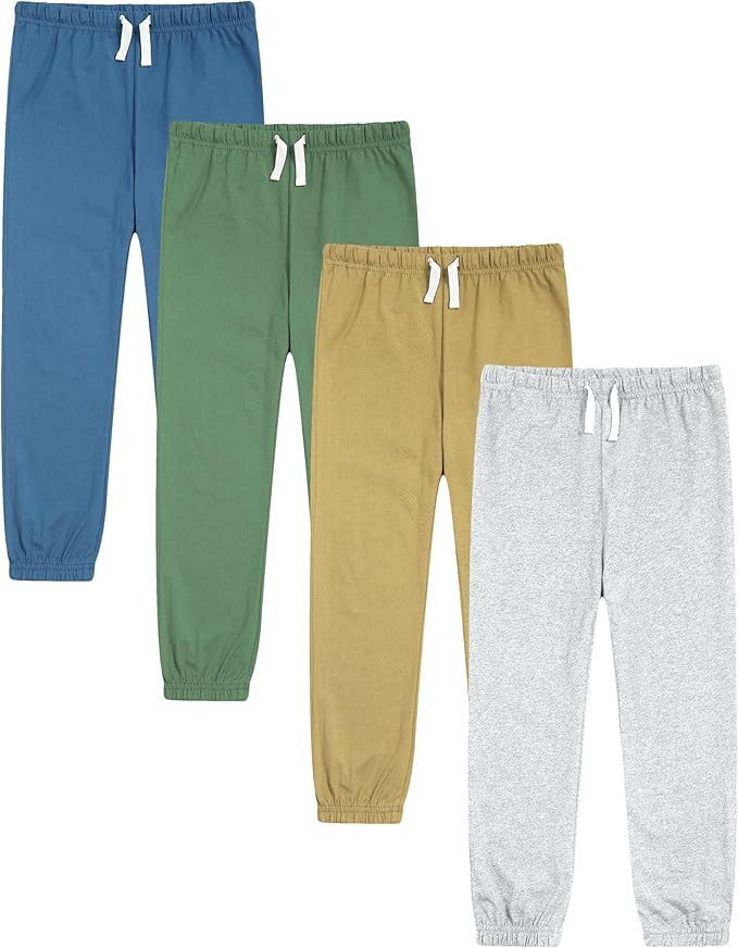GFQLONG 4 Pack Toddler Boys and Girls Cotton Pants Lightweight Trousers by GFQLONG