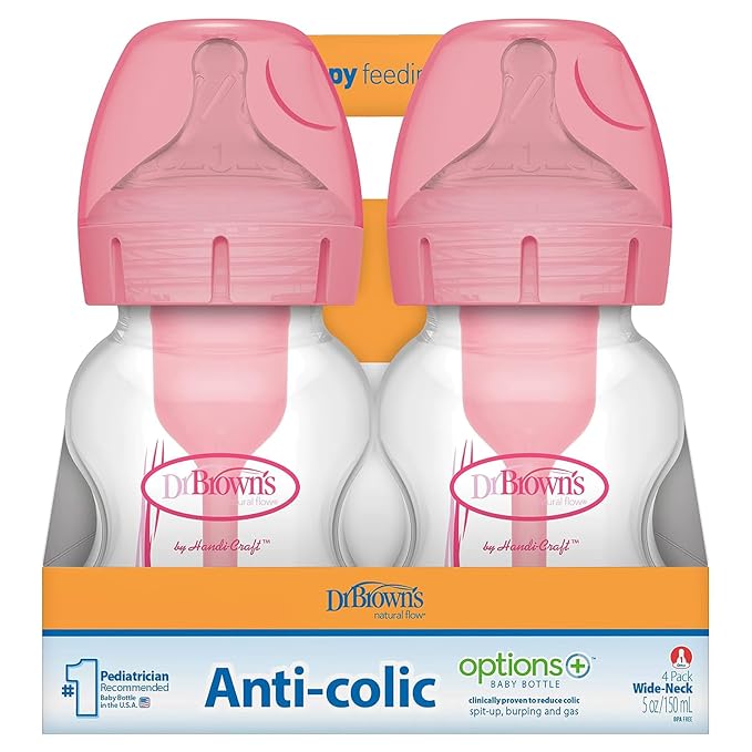 Dr. Brown's Natural Flow Anti-Colic Options+ Wide-Neck Baby Bottles 5 oz/150 mL - Image 7