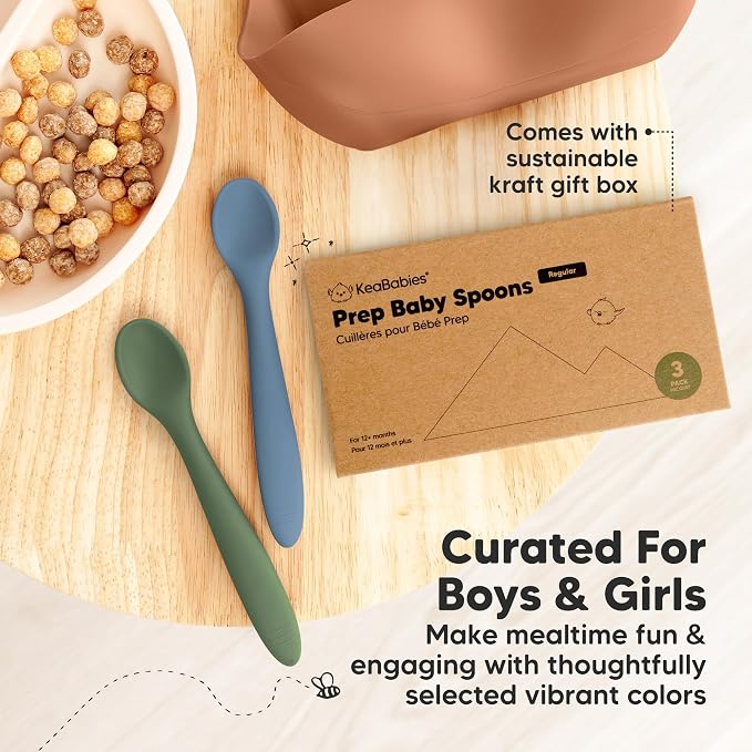 KeaBabies Silicone Baby Spoons, Self Feeding 6-12 months - Image 9