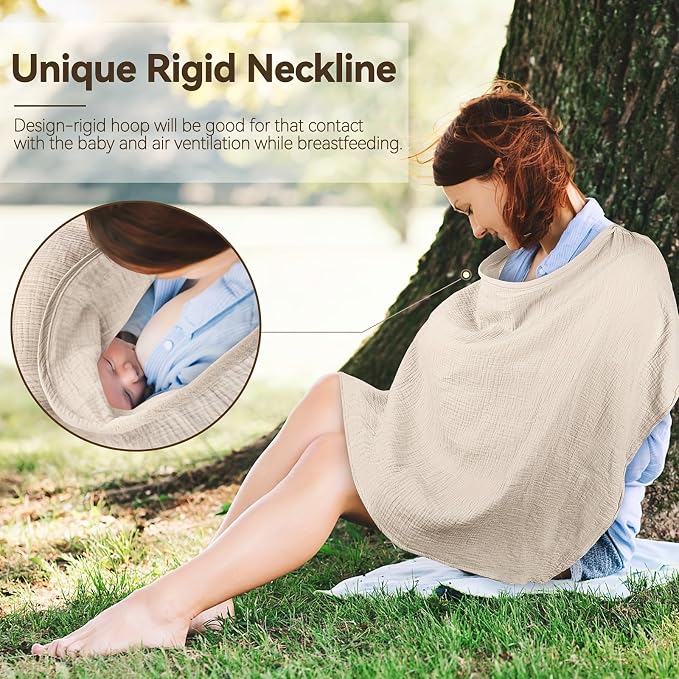 Muslin Cotton Nursing Cover Up for Baby Breastfeeding, Breathable & Soft - Image 5