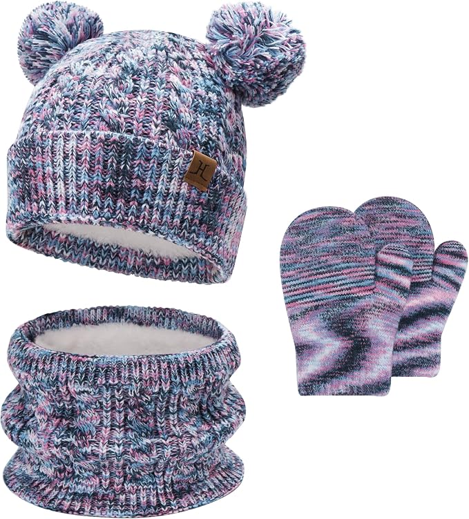 Kids Toddlers Winter Beanie Hats Gloves Neck Scarf Set Mittens Gifts by FZFANTASTICZONE