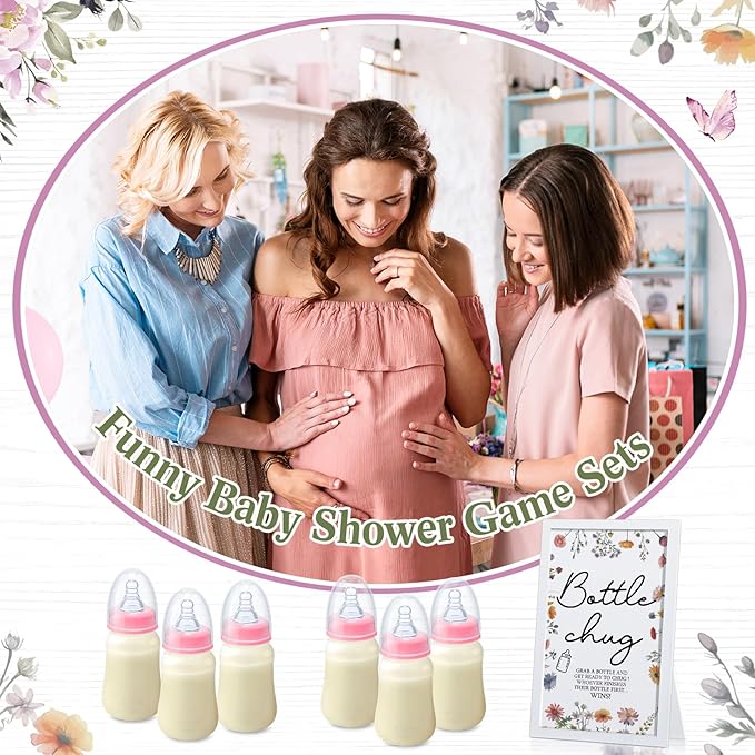 Roowest Bottle Chug Baby Shower Game Favors Including Wideflower Theme Wooden - Image 7