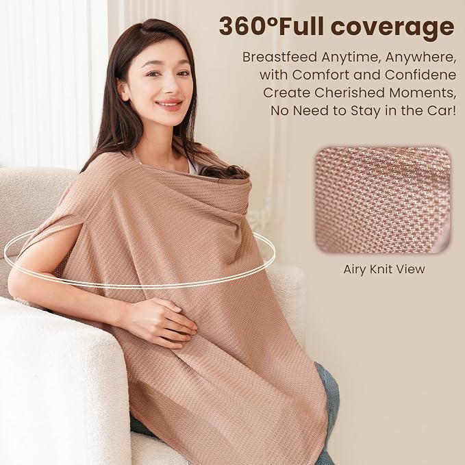 Konssy Nursing Cover for Breastfeeding, Soft & Breathable Privacy Poncho - Image 3