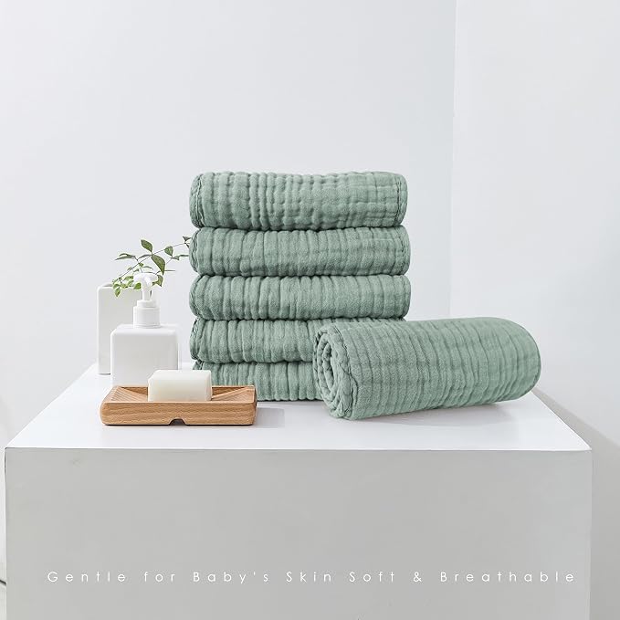 Muslin Burp Cloths 100% Cotton Large 20''x10'' Extra Soft and Absorbent Baby - Image 3