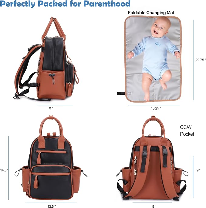 JESSIE & JAMES Saturday EDC Diaper Bag Backpack Multi Function Diaper Bag - Image 4