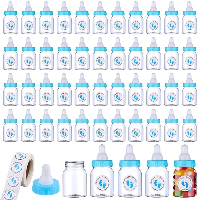62 Pcs 3.5 Inch Baby Mini Milk Bottle Baby Shower Favor by PINKXHY