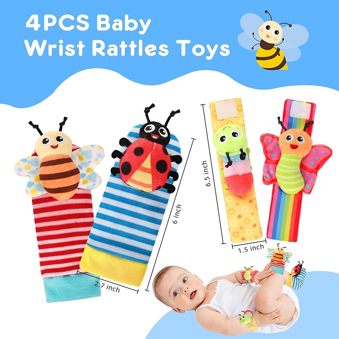 Baby Toys for 0-12 Months Newborn Boys and Girls Gifts Wrist Rattle Socks for - Image 4