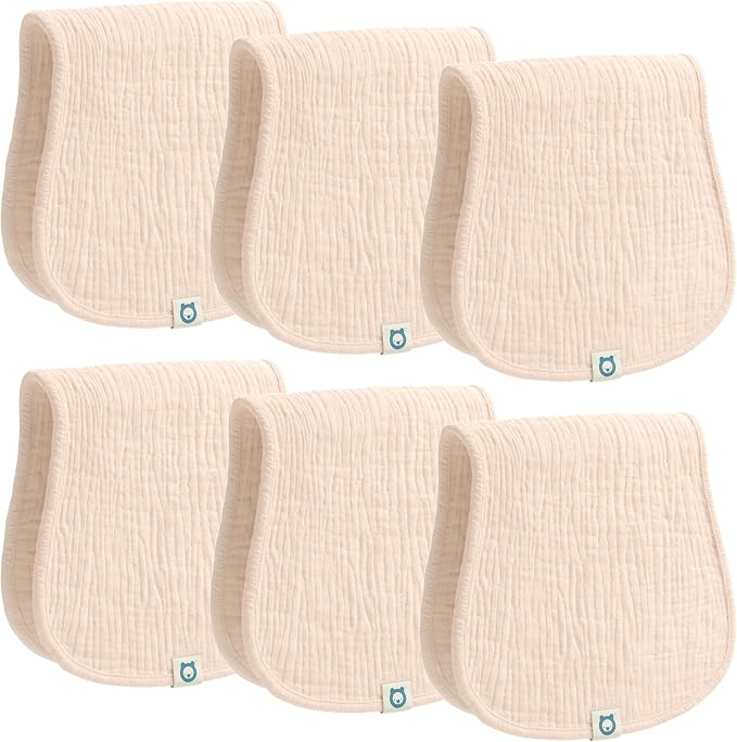 Muslin Burp Cloths Set, 6 Pieces, 100% Organic Cotton Hand Washcloths by RomyRo