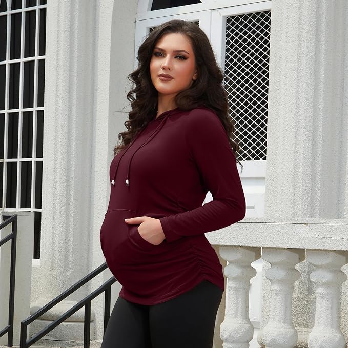 GINKANA Maternity Hoodie Long Sleeves Shirts Casual Maternity Top Pregnancy - Image 4