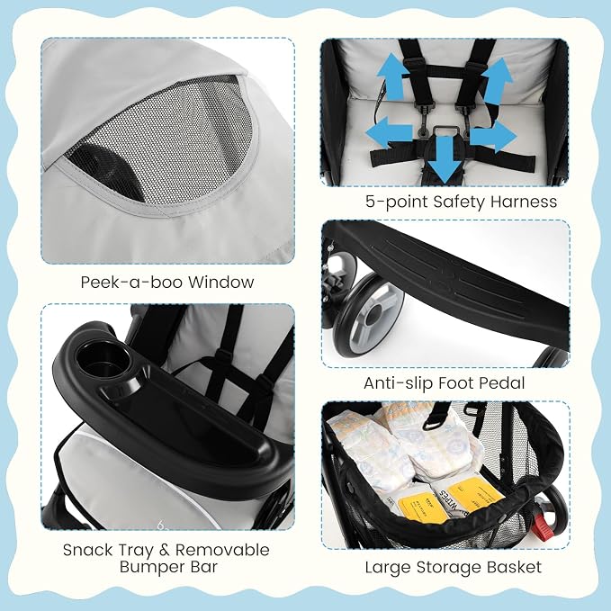 Baby Joy Lightweight Stroller, Compact Toddler Travel Stroller - Image 2