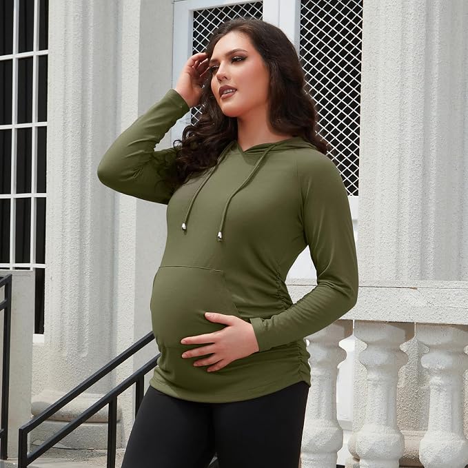 GINKANA Maternity Hoodie Long Sleeves Shirts Casual Maternity Top Pregnancy - Image 4