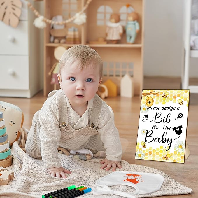 Newwiee 55 Pcs White Bibs for Baby Decorating Design a Bib Decorate Plain - Image 6