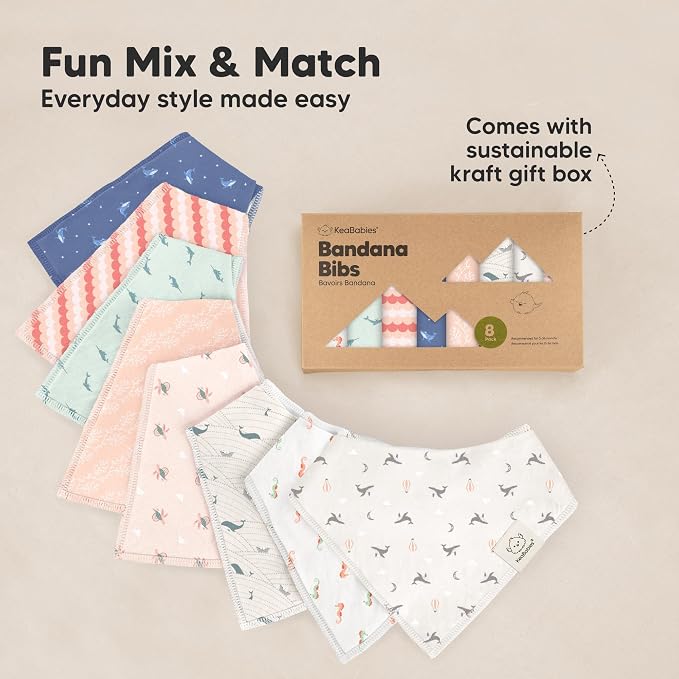 8-Pack Organic Baby Bandana Bibs - Image 9