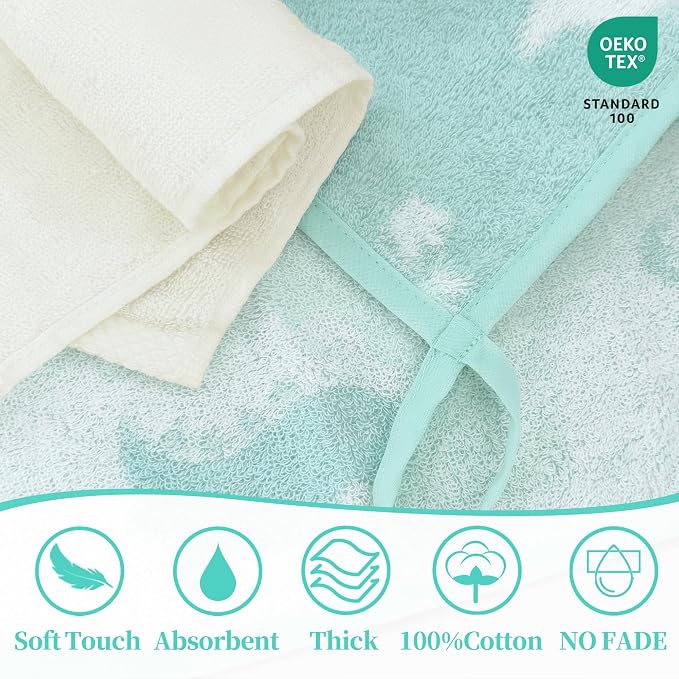 VOOVA & MOVAS 6 Pack 100% Cotton Baby Washcloths | 12x12 Inches | Highly - Image 2