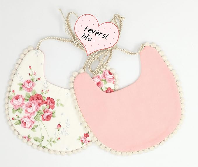 GZMM Baby Bib For Girls, Reversible Waterproof Handmade Natural Cotton Baby - Image 5