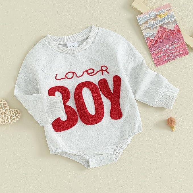 VISGOGO Newborn Infant Baby Boy Girls Oversized Romper Little Dude Sweater - Image 3