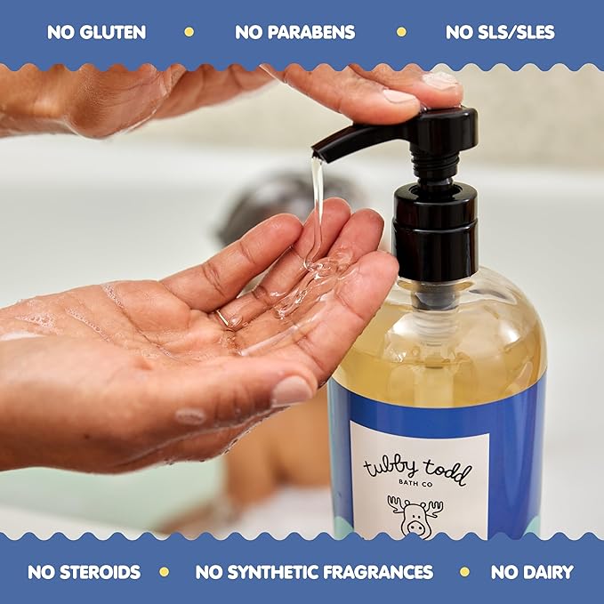 TUBBY TODD Essentials Baby Bath Gift Set – 8.5oz Hair+Body Wash, 8.5oz Bubble - Image 6
