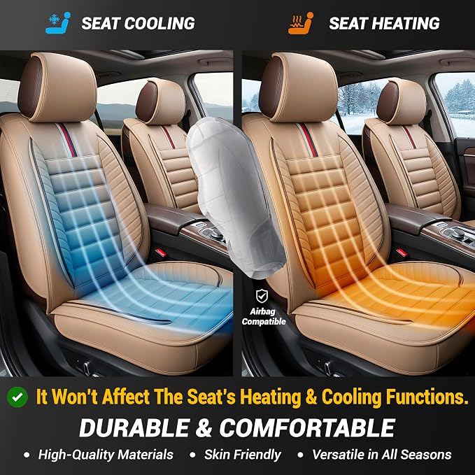 OASIS AUTO Car Seat Covers Premium Waterproof Faux Leather Cushion Universal - Image 4